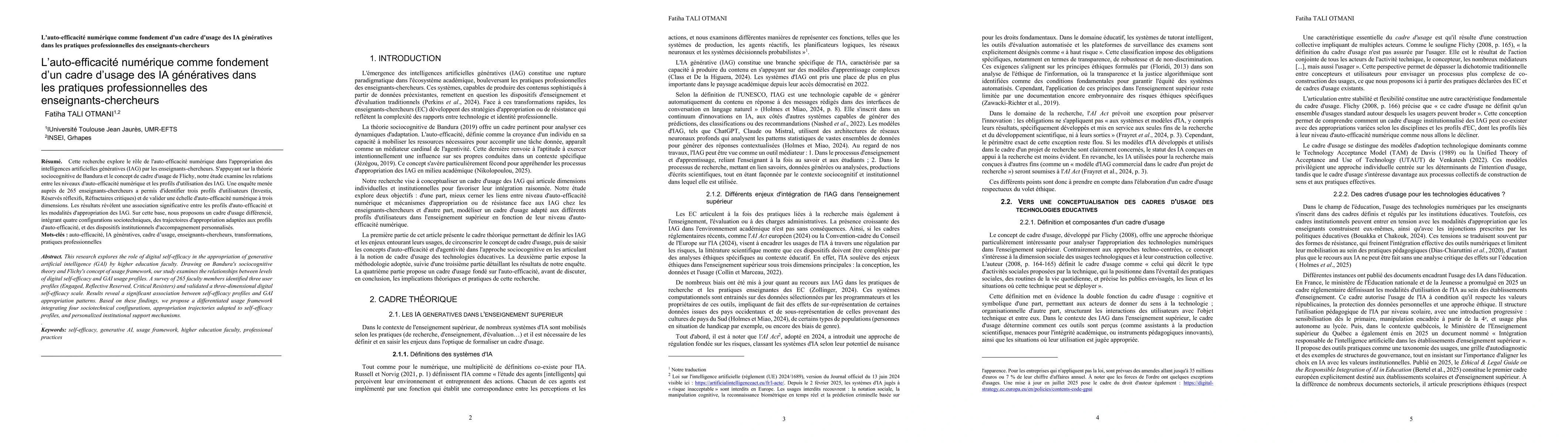 Thumbnail for Digital self-Efficacy as a foundation for a generative AI usage framework in faculty's professional practices