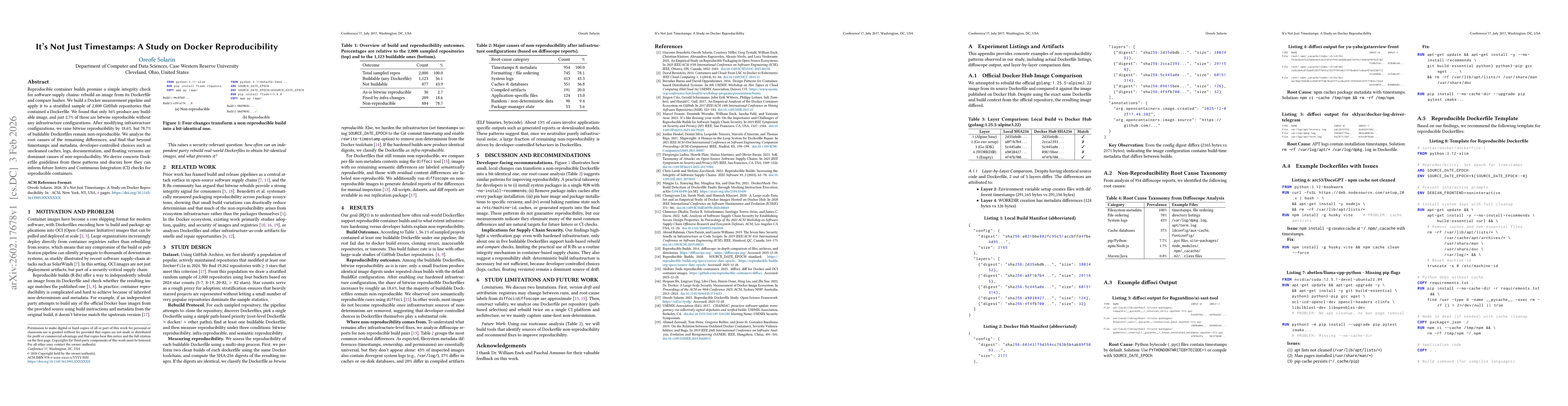 Thumbnail for It's Not Just Timestamps: A Study on Docker Reproducibility