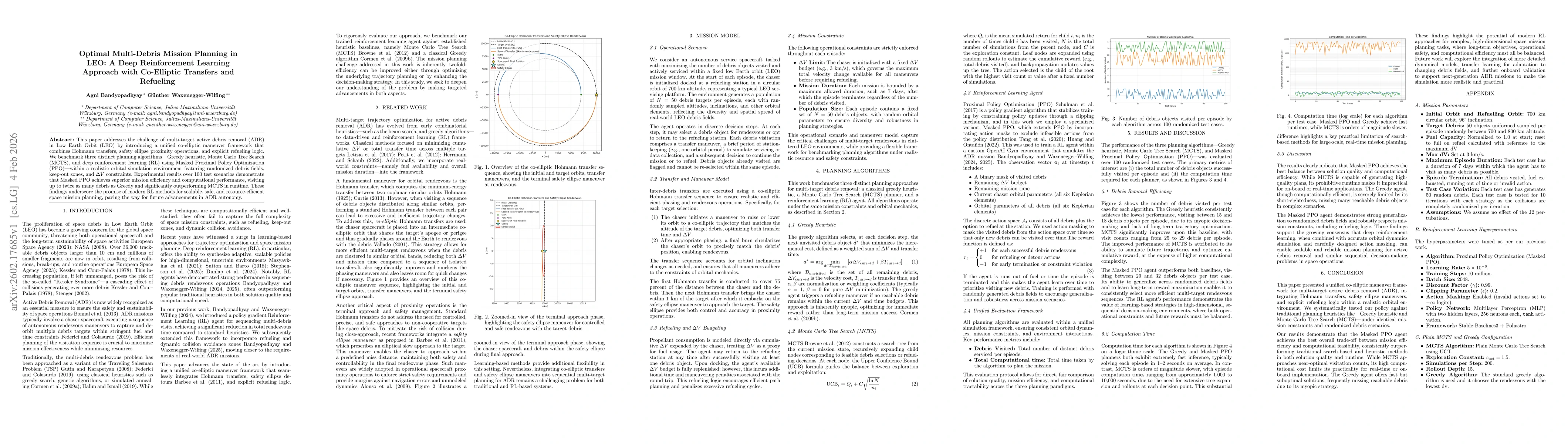 Thumbnail for Optimal Multi-Debris Mission Planning in LEO: A Deep Reinforcement Learning Approach with Co-Elliptic Transfers and Refueling