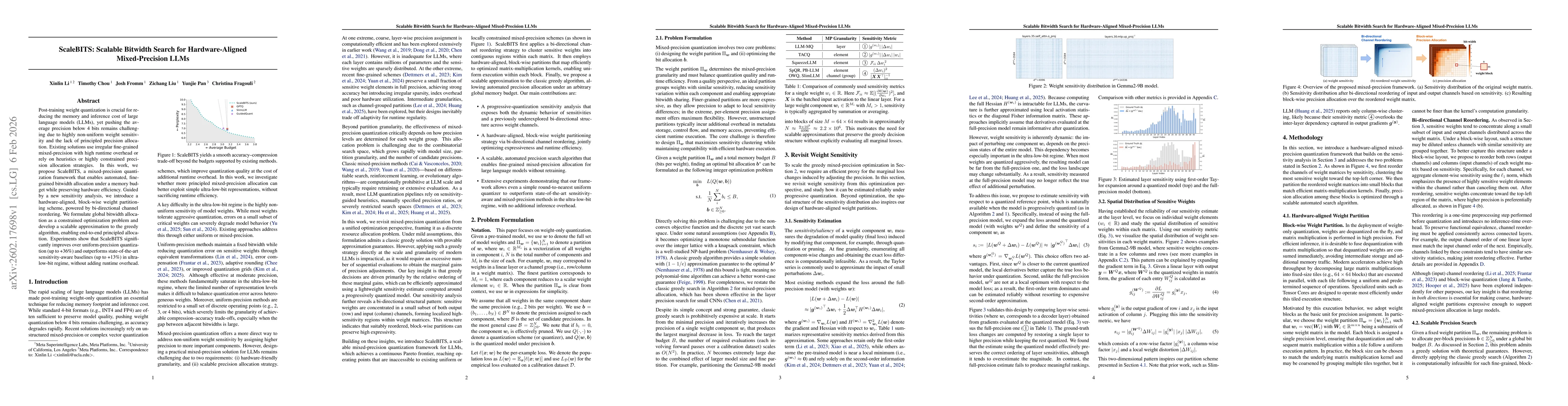 Thumbnail for ScaleBITS: Scalable Bitwidth Search for Hardware-Aligned Mixed-Precision LLMs