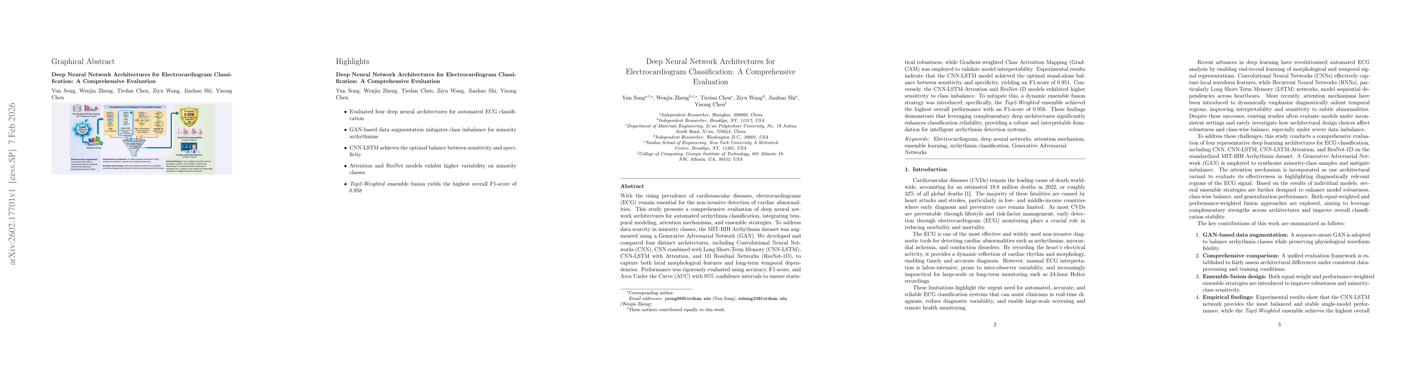 Thumbnail for Deep Neural Network Architectures for Electrocardiogram Classification: A Comprehensive Evaluation