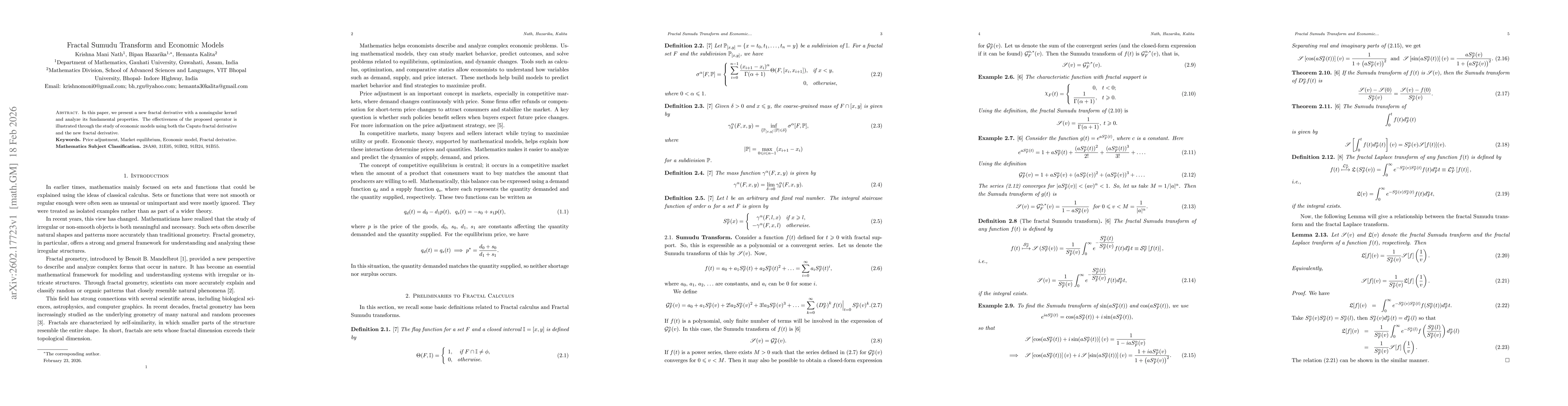 Thumbnail for Fractal Sumudu Transform and Economic Models
