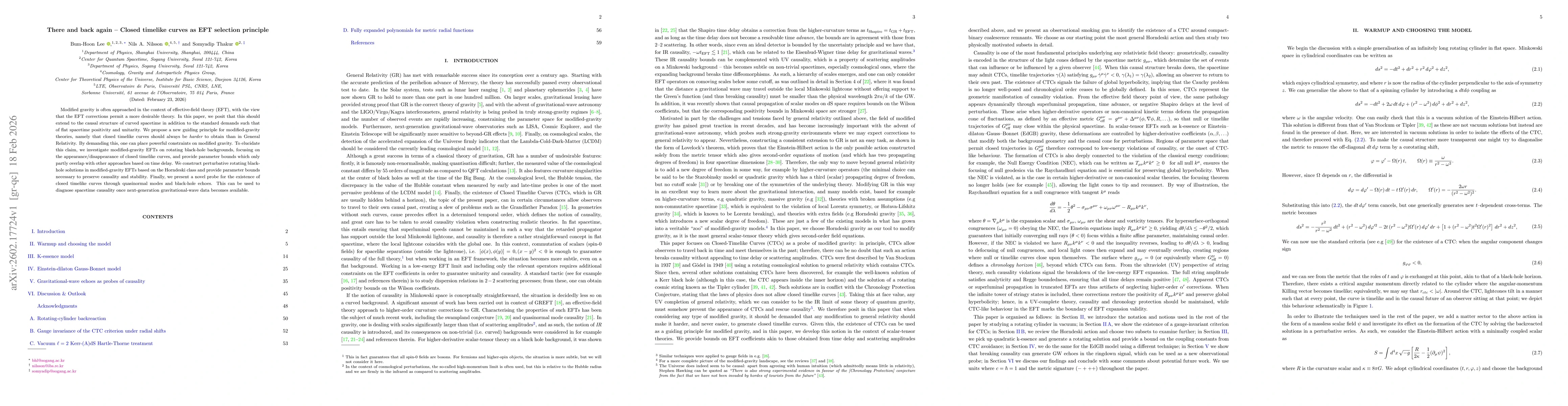 Thumbnail for There and back again -- Closed timelike curves as EFT selection principle