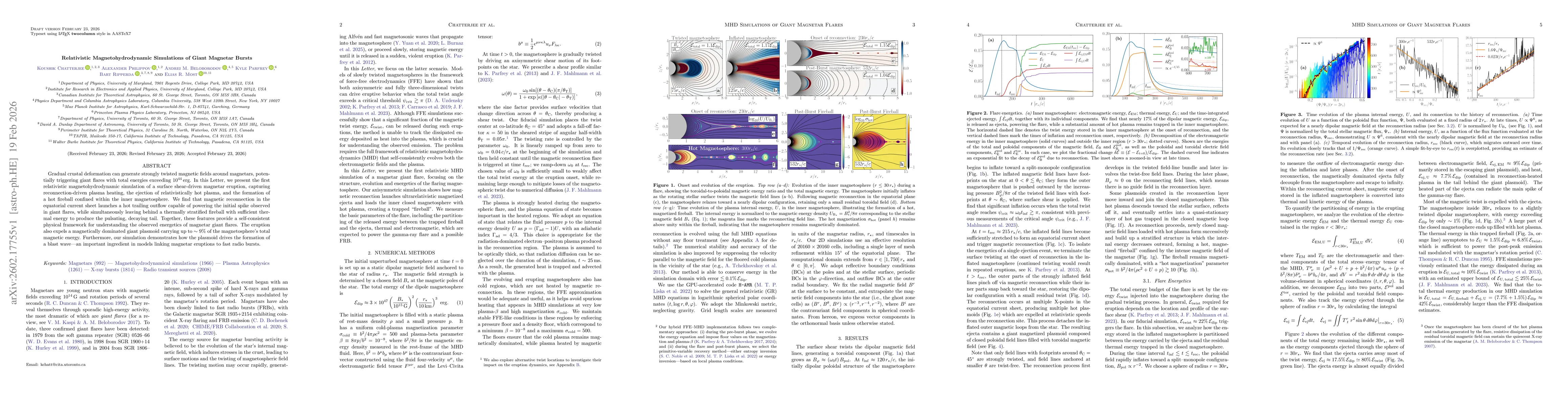 Thumbnail for Relativistic Magnetohydrodynamic Simulations of Giant Magnetar Bursts