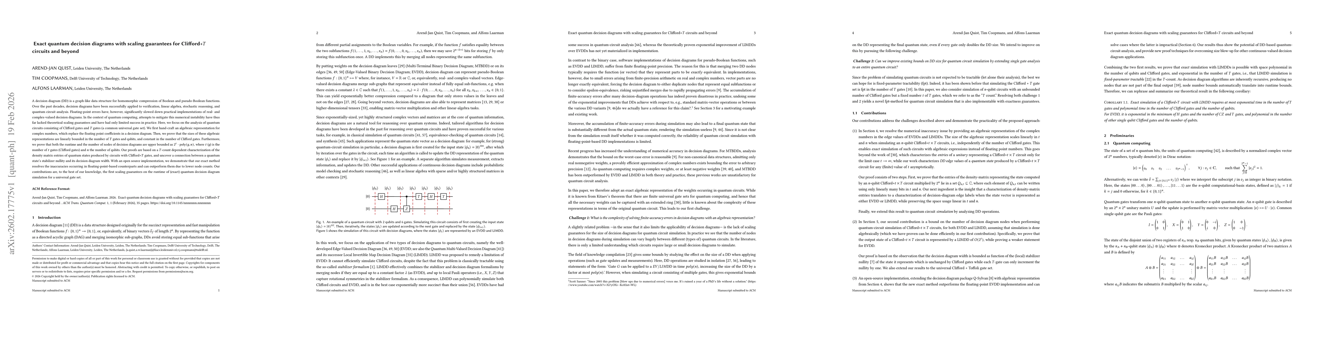 Thumbnail for Exact quantum decision diagrams with scaling guarantees for Clifford+$T$ circuits and beyond