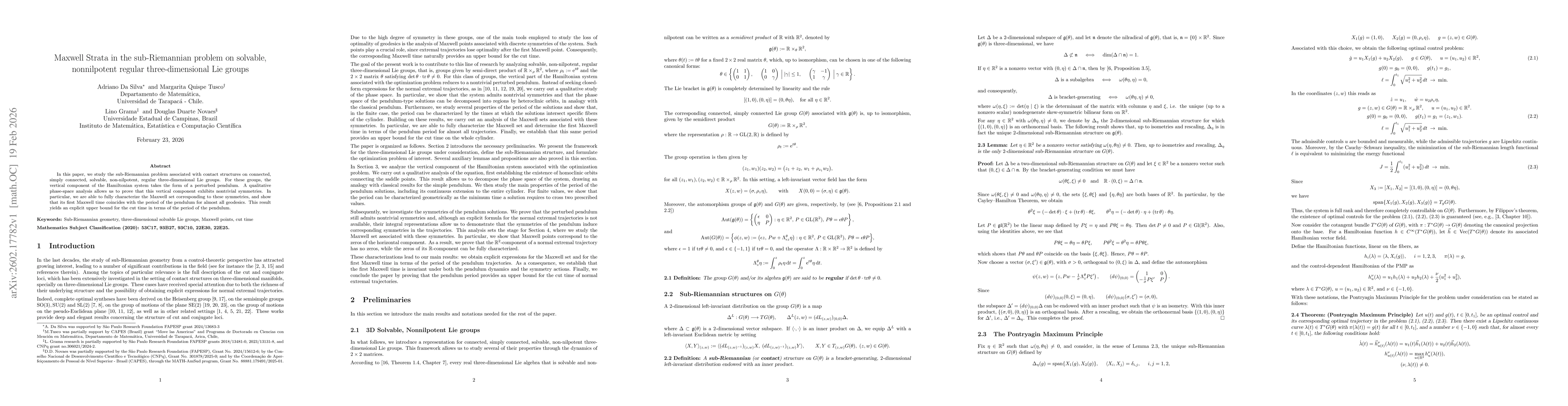 Thumbnail for Maxwell Strata in the sub-Riemannian problem on solvable, nonnilpotent regular three-dimensional Lie groups