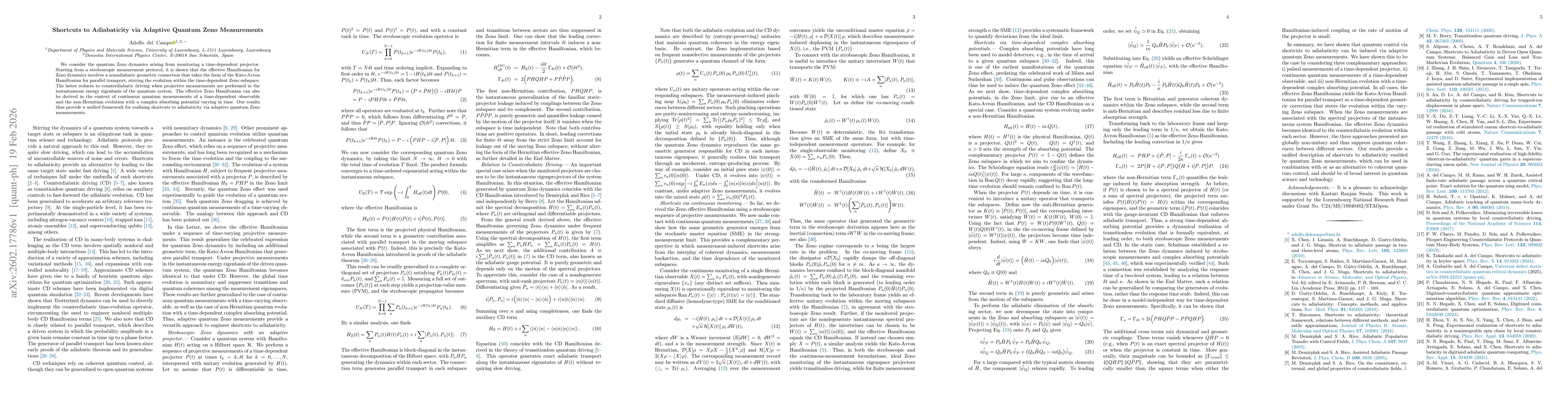 Thumbnail for Shortcuts to Adiabaticity via Adaptive Quantum Zeno Measurements