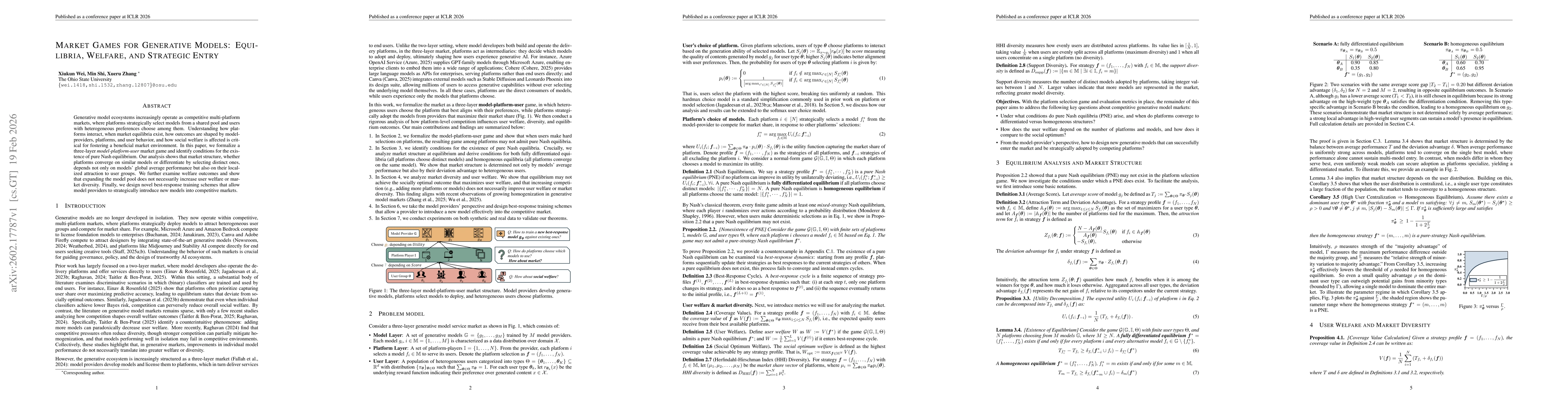 Thumbnail for Market Games for Generative Models: Equilibria, Welfare, and Strategic Entry