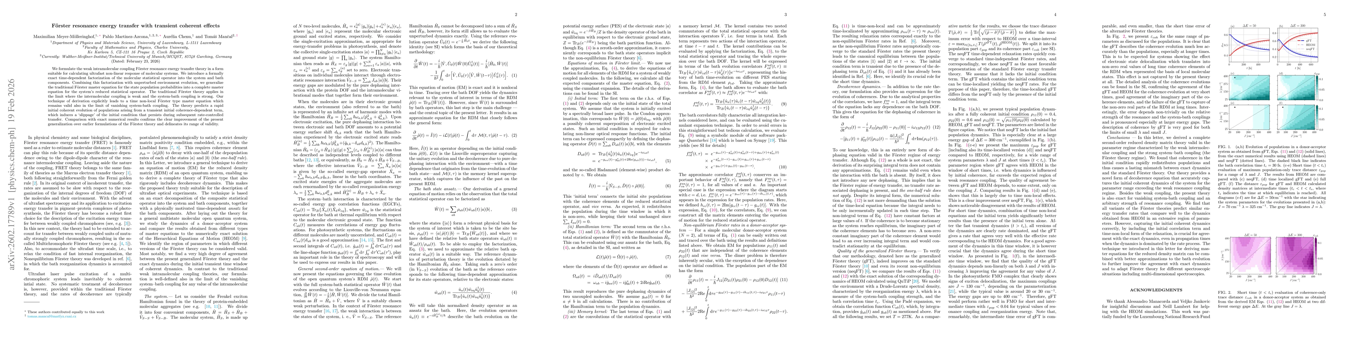 Thumbnail for Förster resonance energy transfer with transient coherent effects