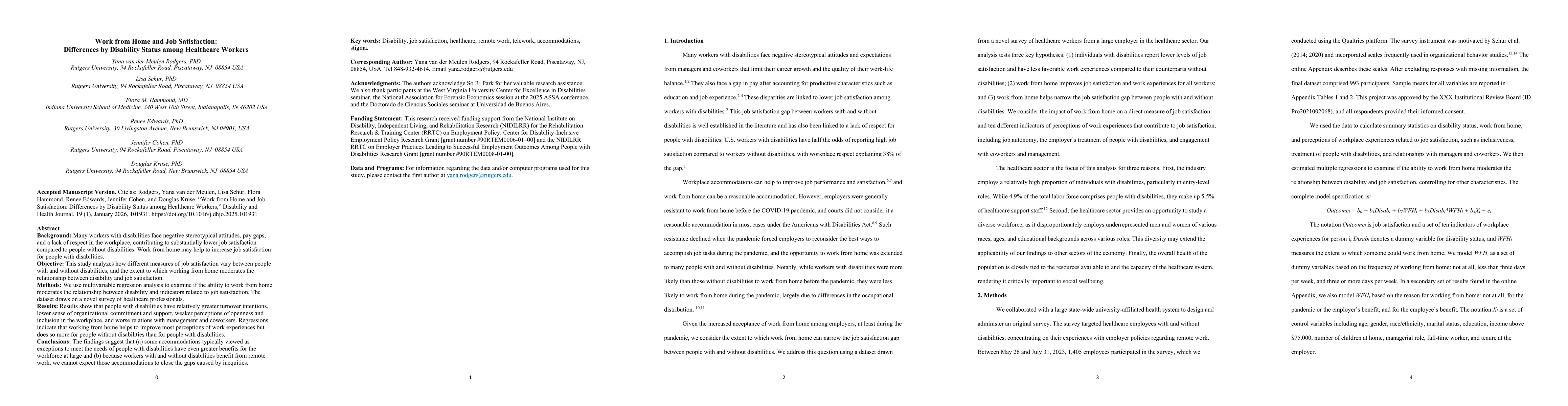 Thumbnail for Work from Home and Job Satisfaction: Differences by Disability Status among Healthcare Workers