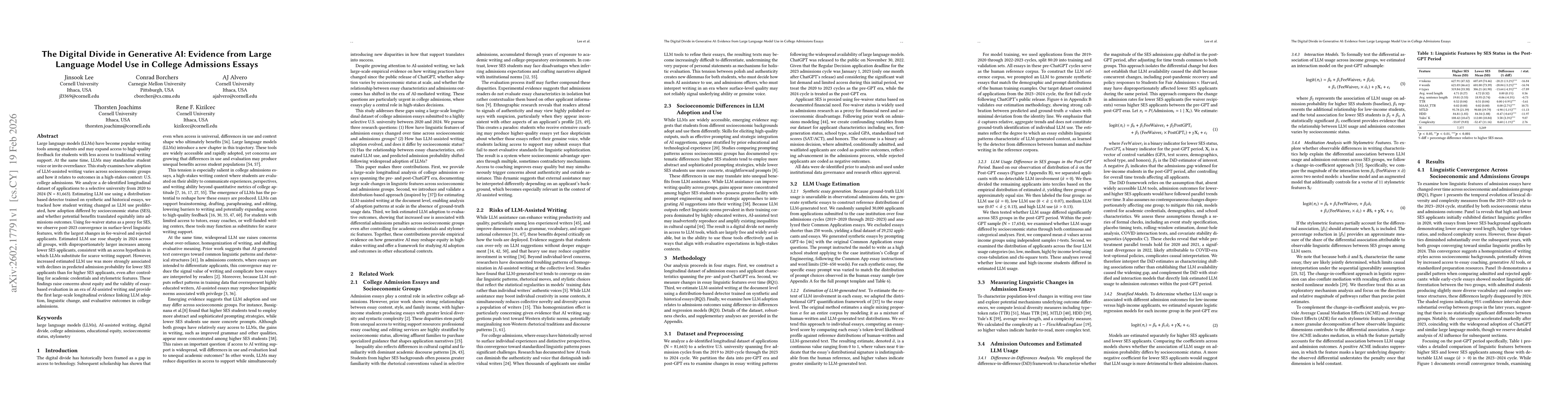 Thumbnail for The Digital Divide in Generative AI: Evidence from Large Language Model Use in College Admissions Essays