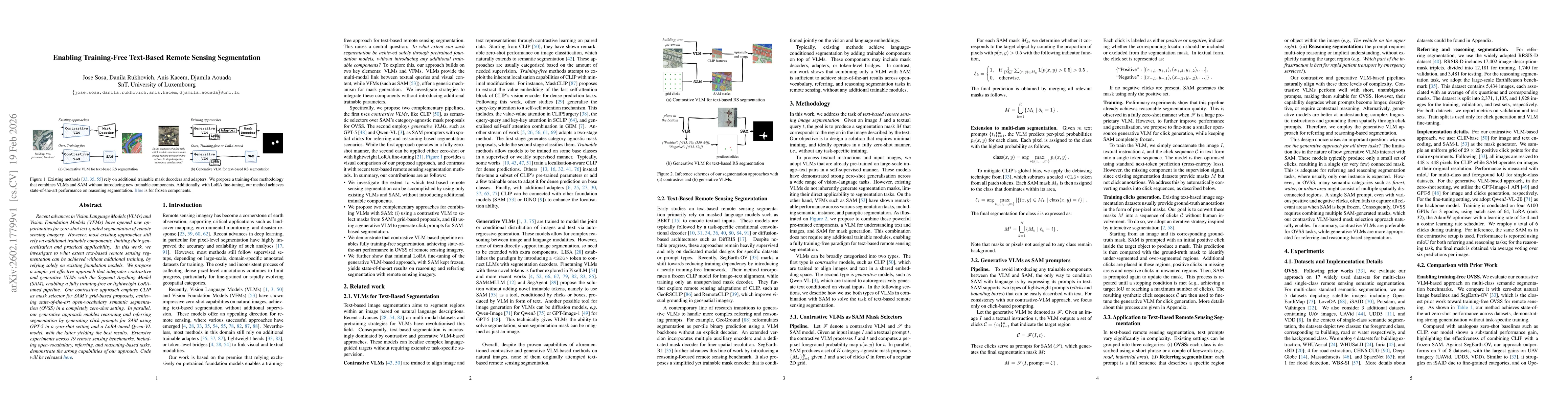 Thumbnail for Enabling Training-Free Text-Based Remote Sensing Segmentation