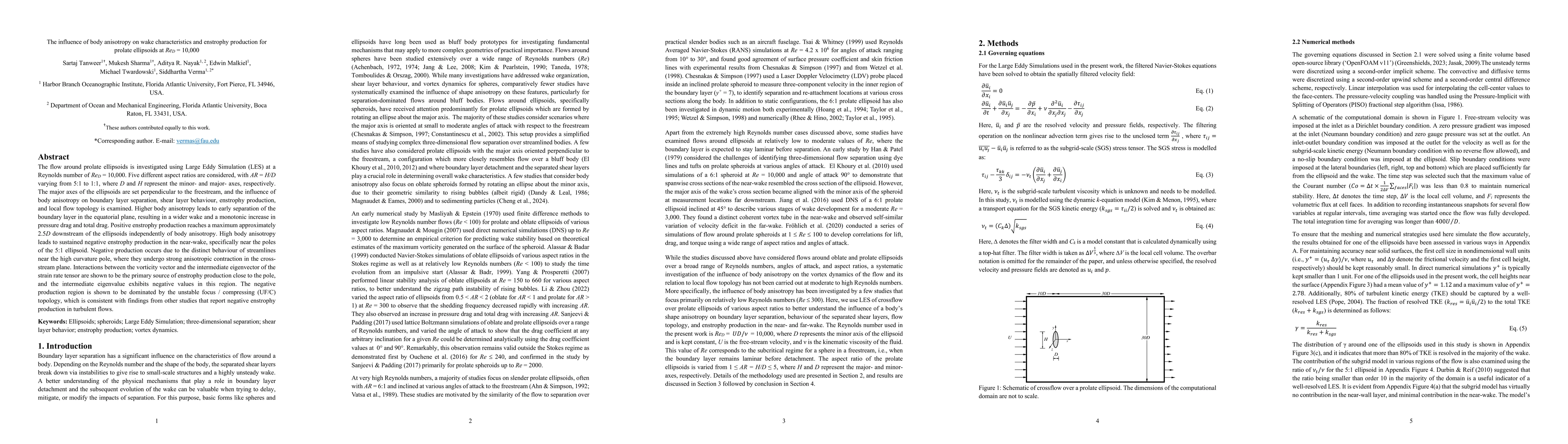 Thumbnail for The influence of body anisotropy on wake characteristics and enstrophy production for prolate ellipsoids at $ \mathrm{Re}_{D} = 10,000 $