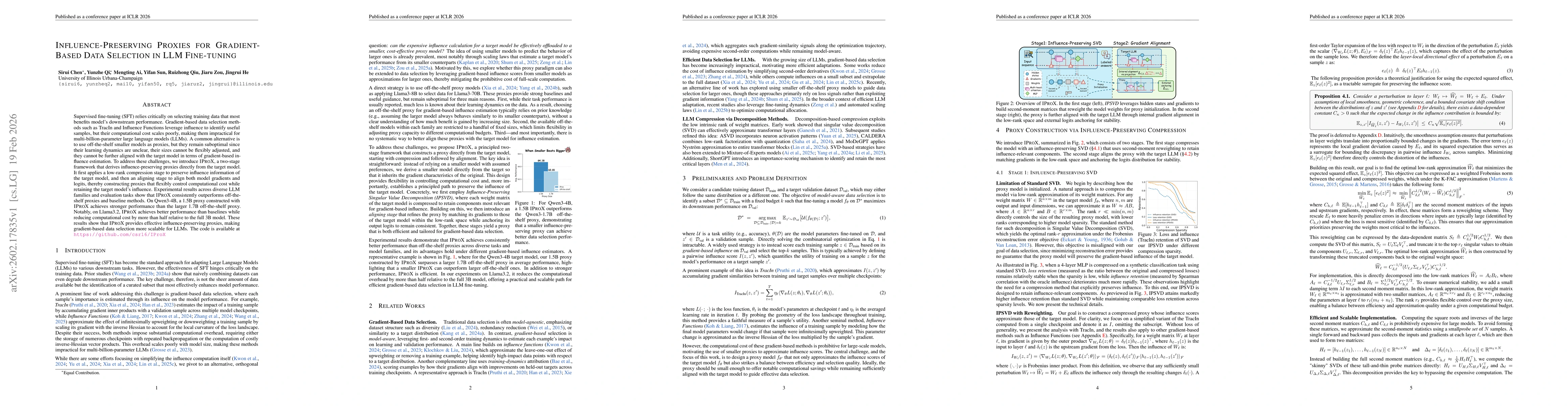 Thumbnail for Influence-Preserving Proxies for Gradient-Based Data Selection in LLM Fine-tuning