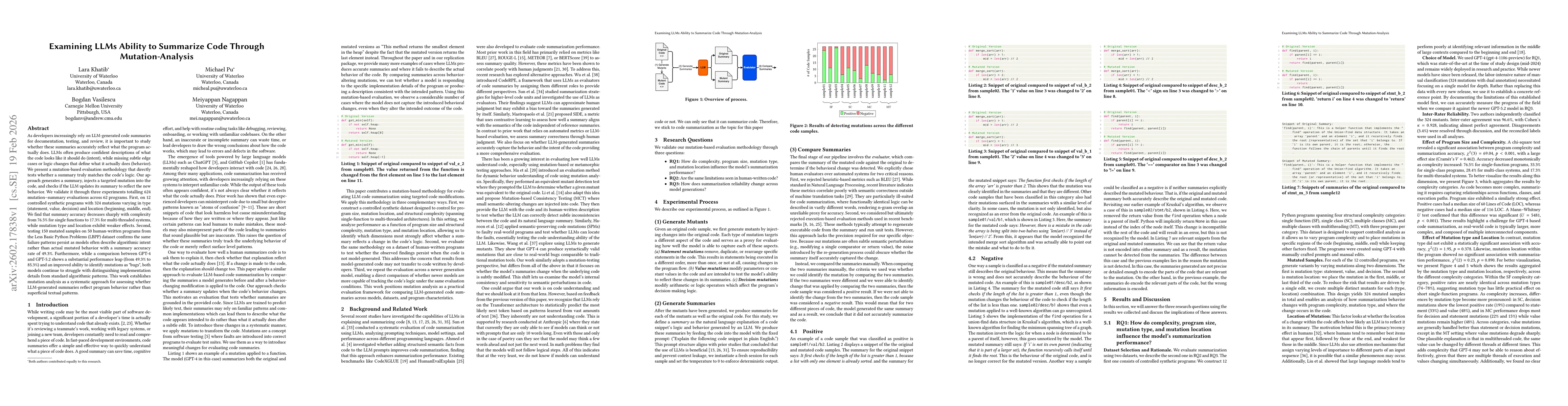 Thumbnail for Examining LLMs Ability to Summarize Code Through Mutation-Analysis