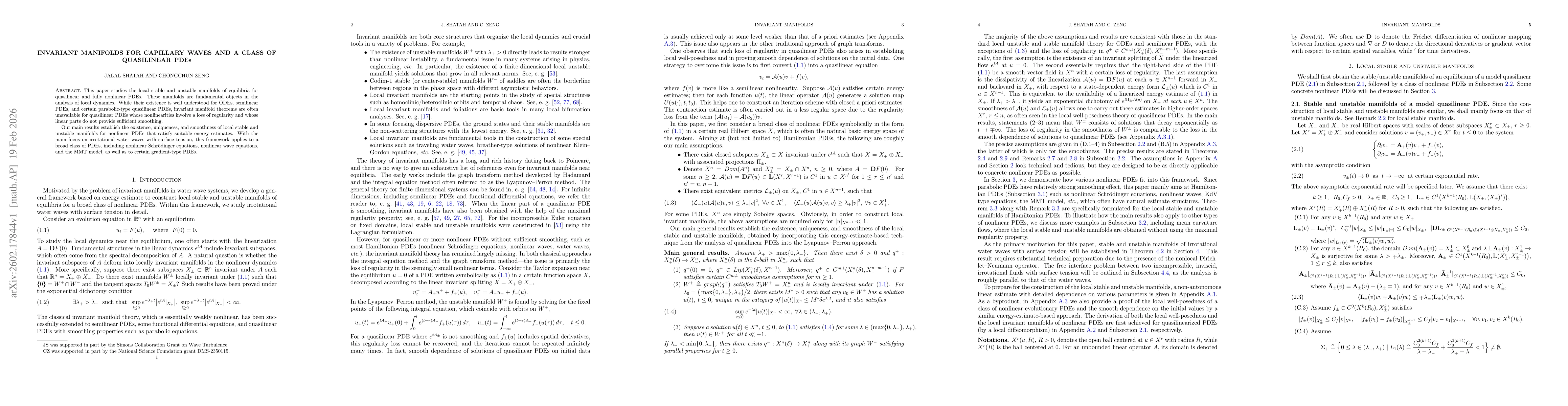 Thumbnail for Invariant Manifolds for Capillary Waves and a Class of Quasilinear PDEs