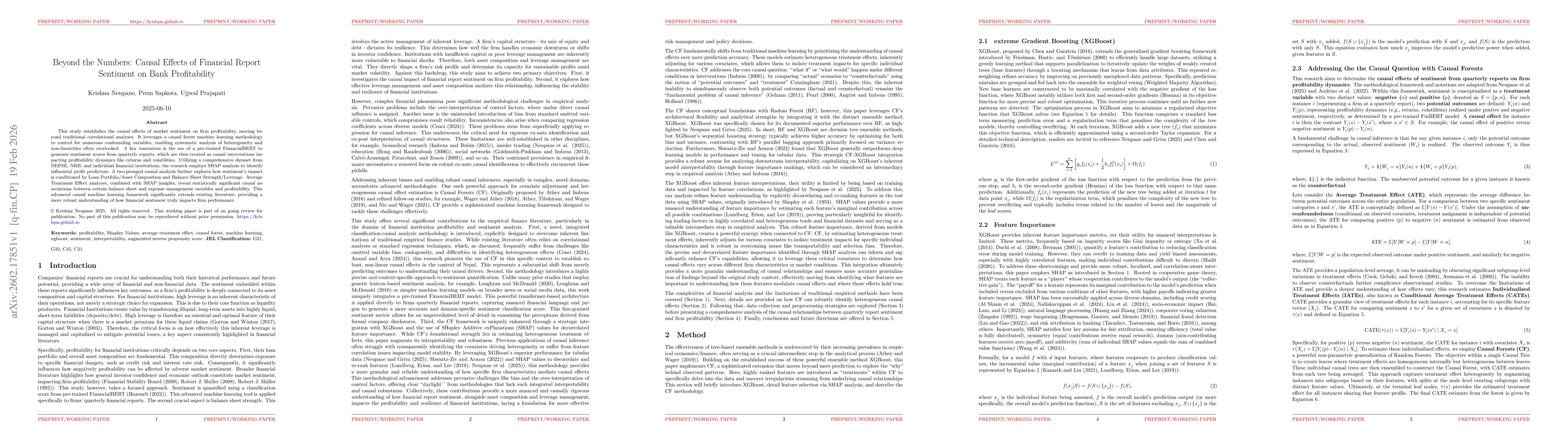 Thumbnail for Beyond the Numbers: Causal Effects of Financial Report Sentiment on Bank Profitability