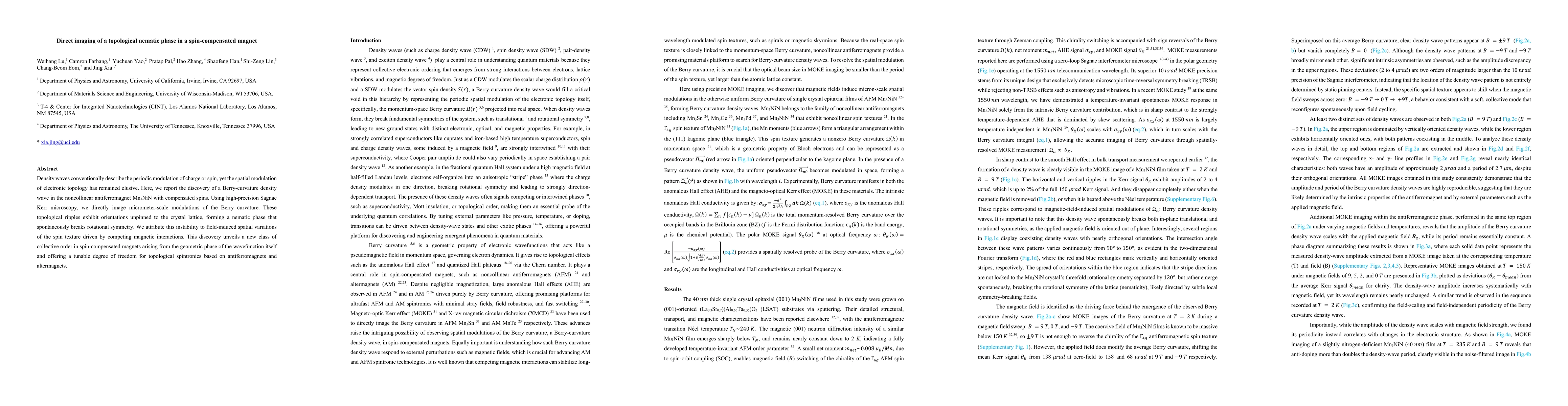Thumbnail for Direct imaging of a topological nematic phase in a spin-compensated magnet
