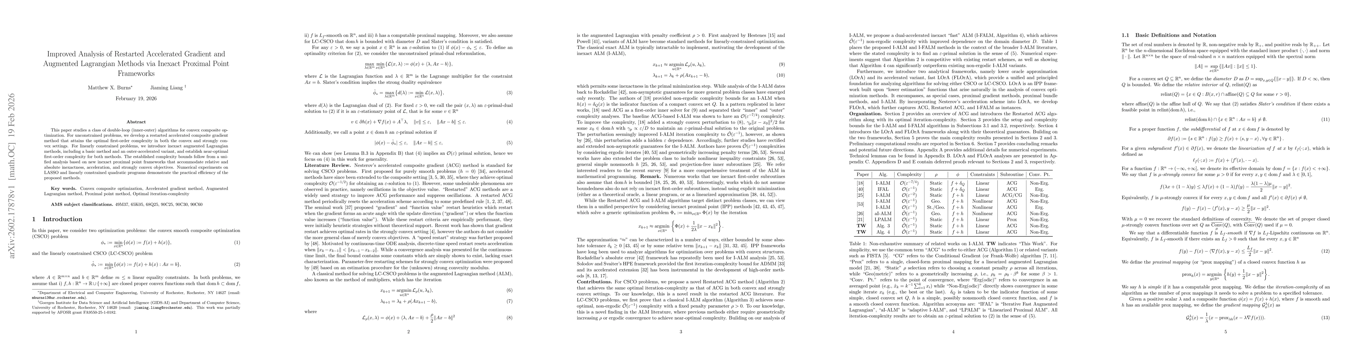 Thumbnail for Improved Analysis of Restarted Accelerated Gradient and Augmented Lagrangian Methods via Inexact Proximal Point Frameworks