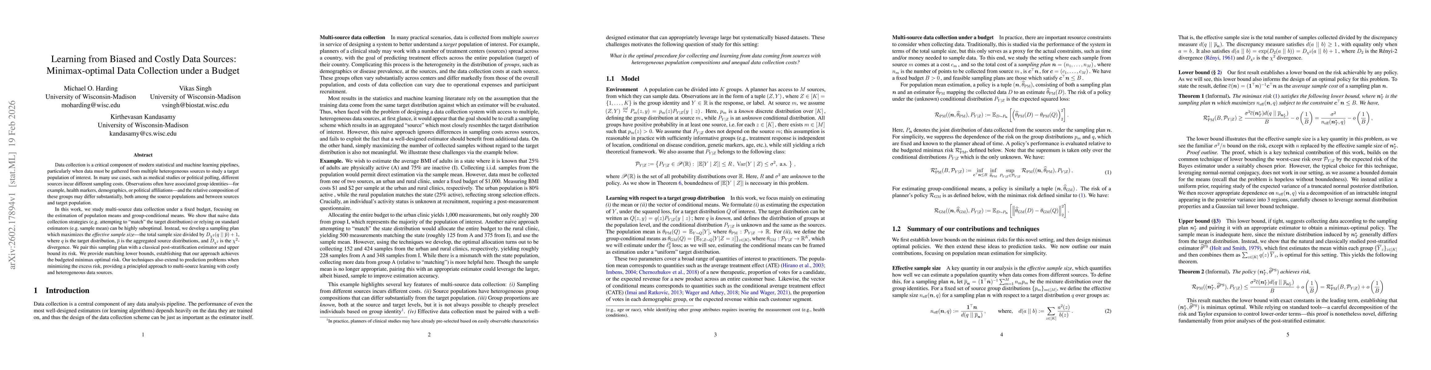 Thumbnail for Learning from Biased and Costly Data Sources: Minimax-optimal Data Collection under a Budget