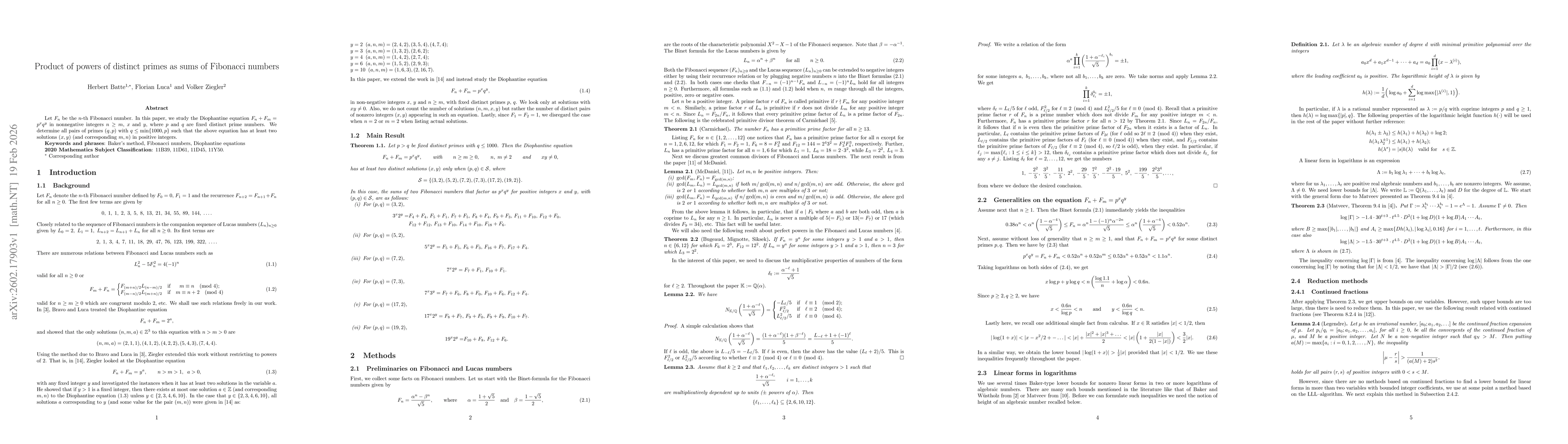 Thumbnail for Product of powers of distinct primes as sums of Fibonacci numbers