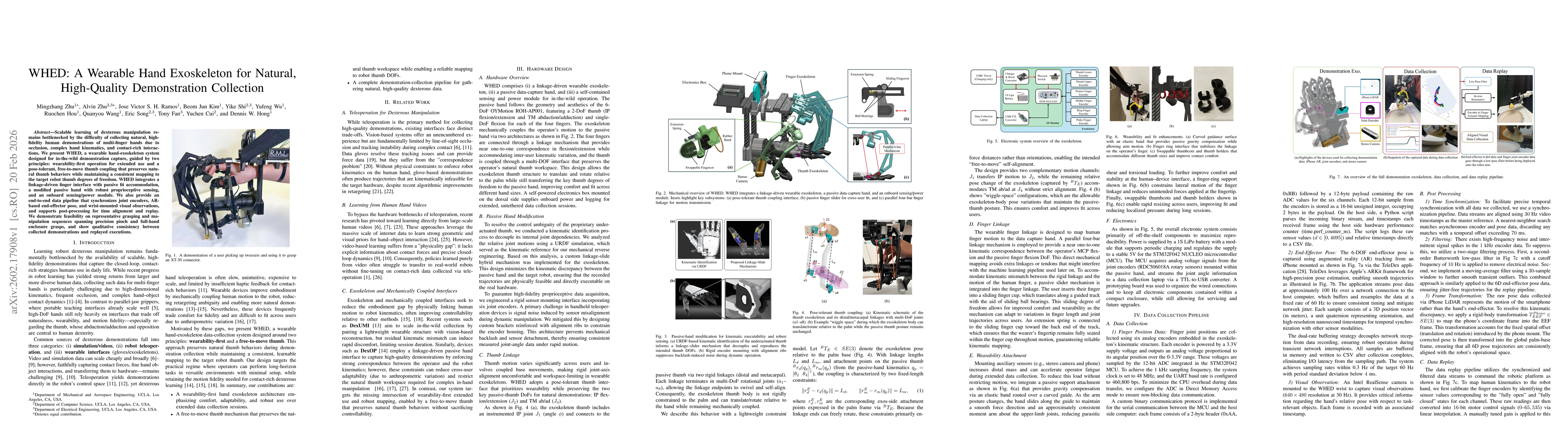 Thumbnail for WHED: A Wearable Hand Exoskeleton for Natural, High-Quality Demonstration Collection