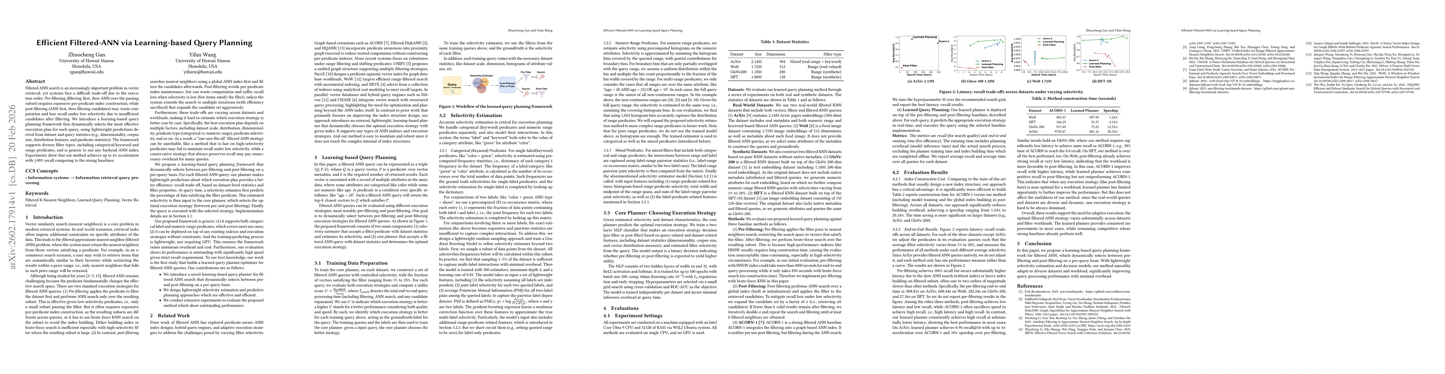 Thumbnail for Efficient Filtered-ANN via Learning-based Query Planning