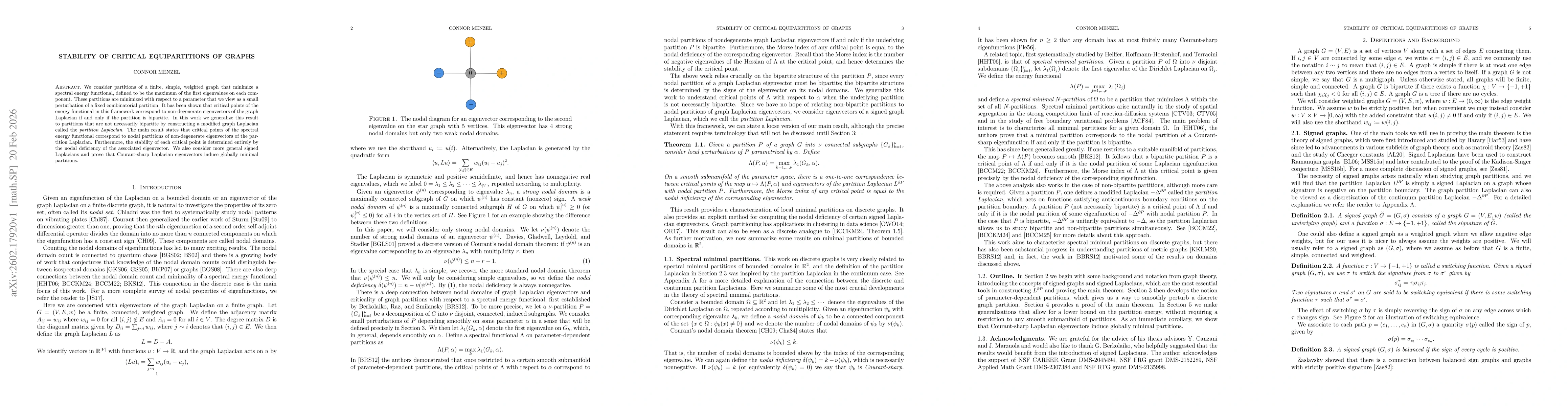 Thumbnail for Stability of critical equipartitions of graphs
