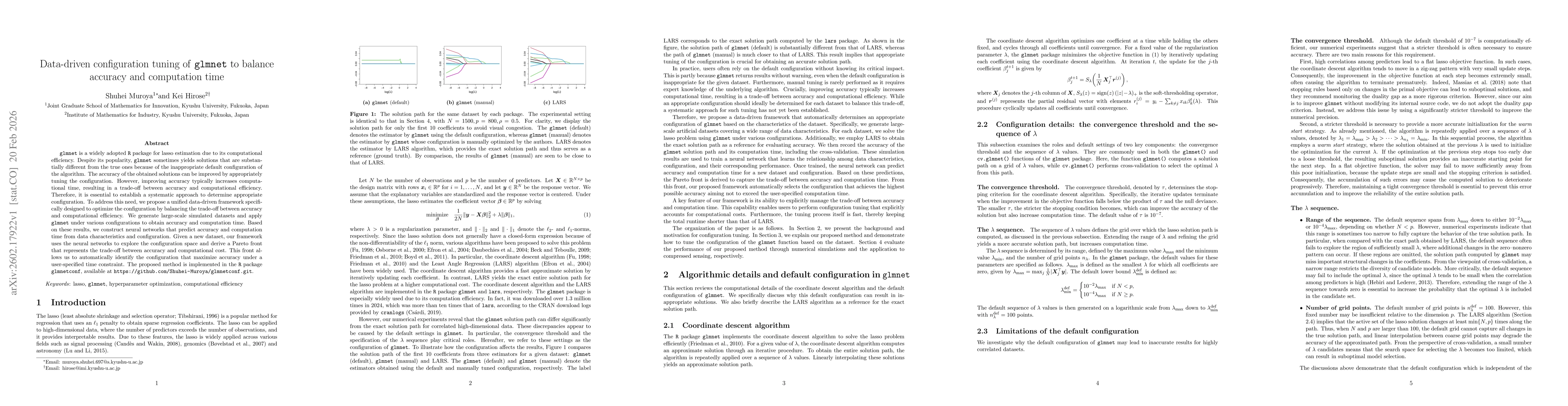 Thumbnail for Data-driven configuration tuning of glmnet to balance accuracy and computation time