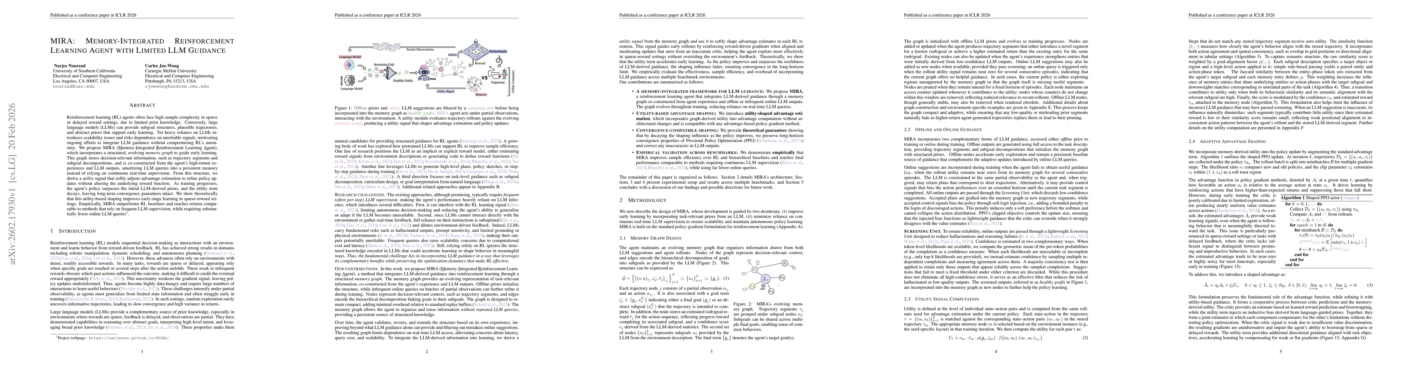 Thumbnail for MIRA: Memory-Integrated Reinforcement Learning Agent with Limited LLM Guidance