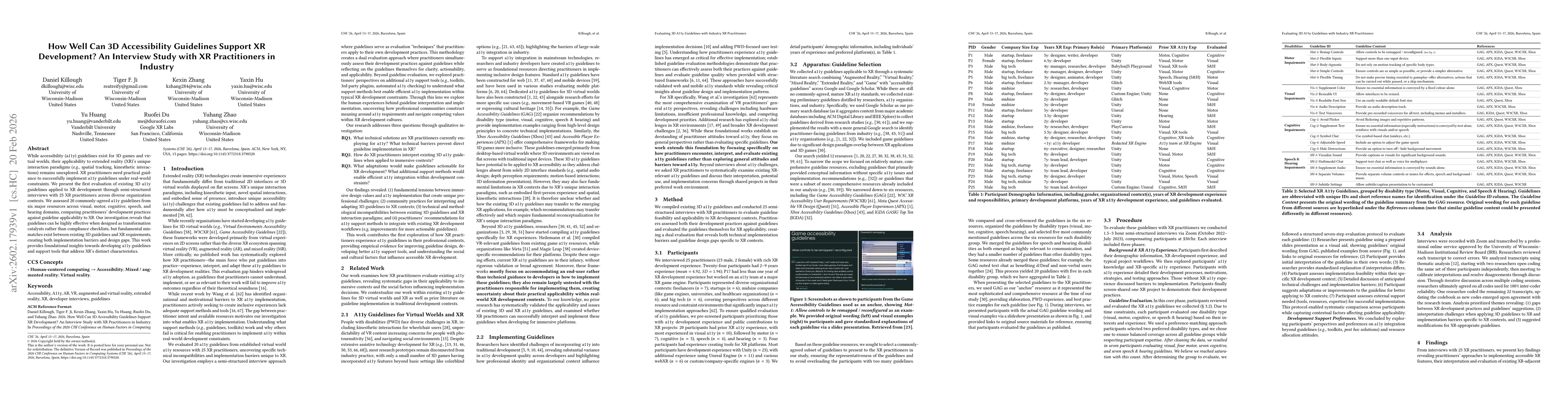 Thumbnail for How Well Can 3D Accessibility Guidelines Support XR Development? An Interview Study with XR Practitioners in Industry