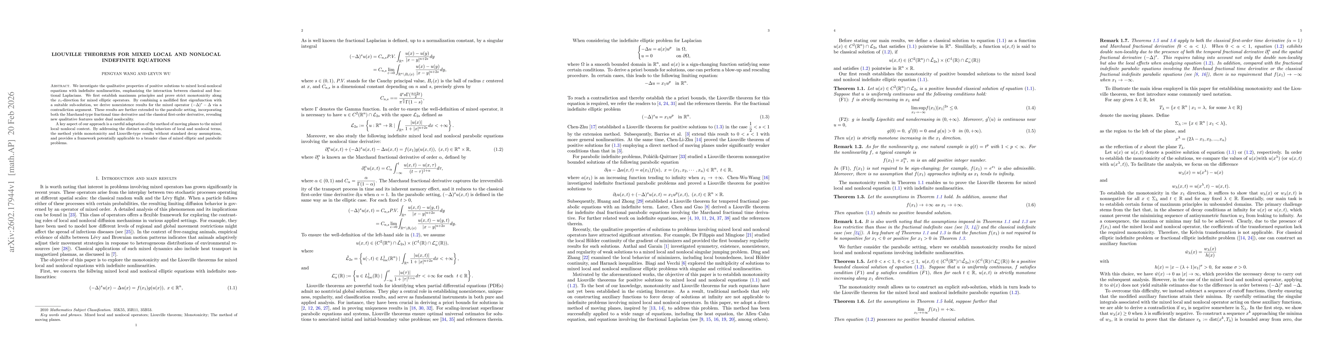 Thumbnail for Liouville theorems for mixed local and nonlocal indefinite equations