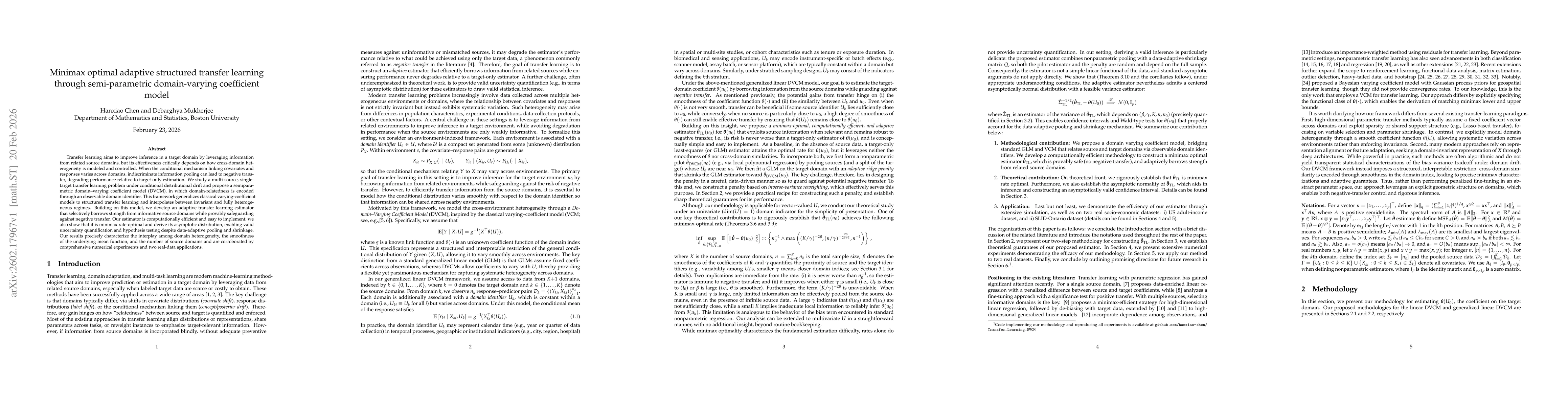Thumbnail for Minimax optimal adaptive structured transfer learning through semi-parametric domain-varying coefficient model