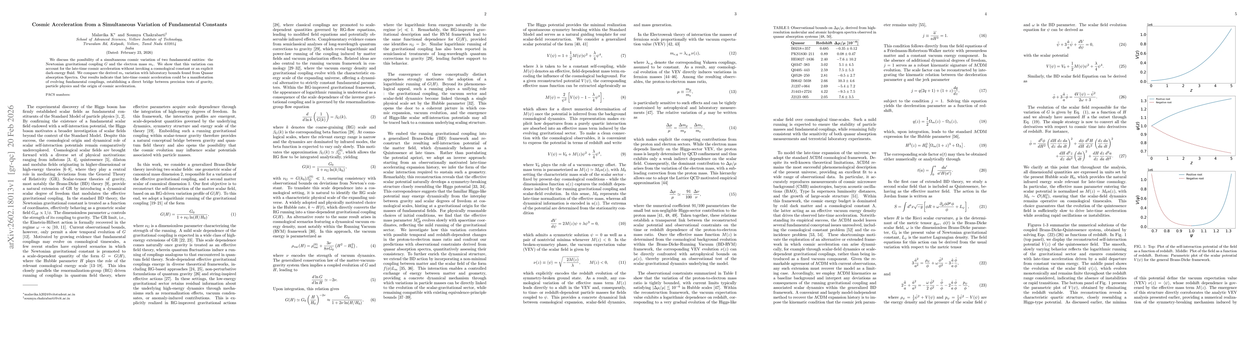 Thumbnail for Cosmic Acceleration from a Simultaneous Variation of Fundamental Constants