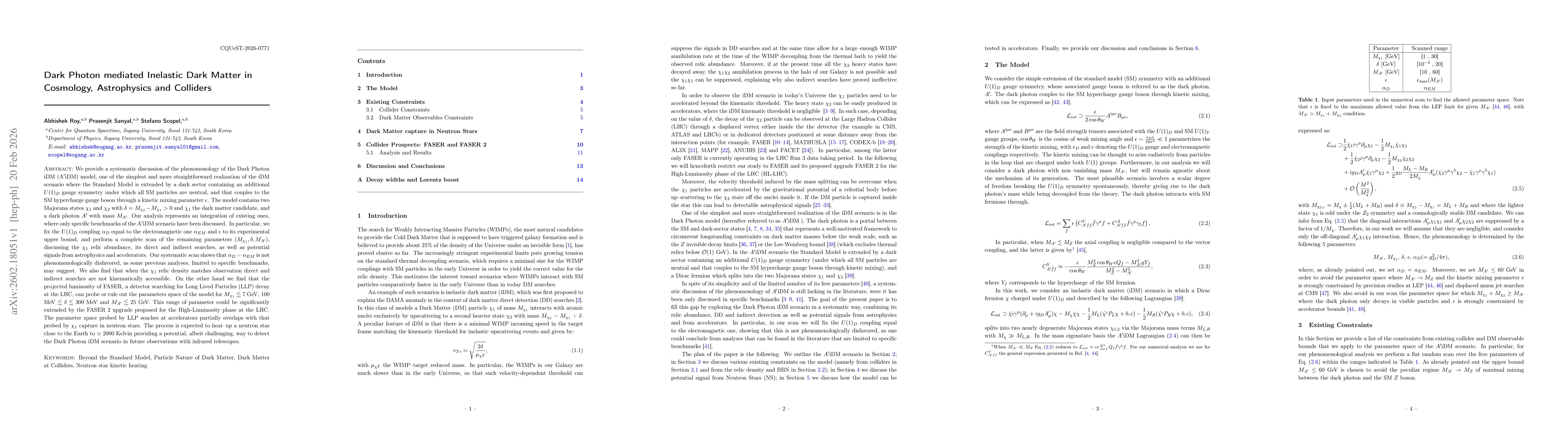Thumbnail for Dark Photon mediated Inelastic Dark Matter in Cosmology, Astrophysics and Colliders