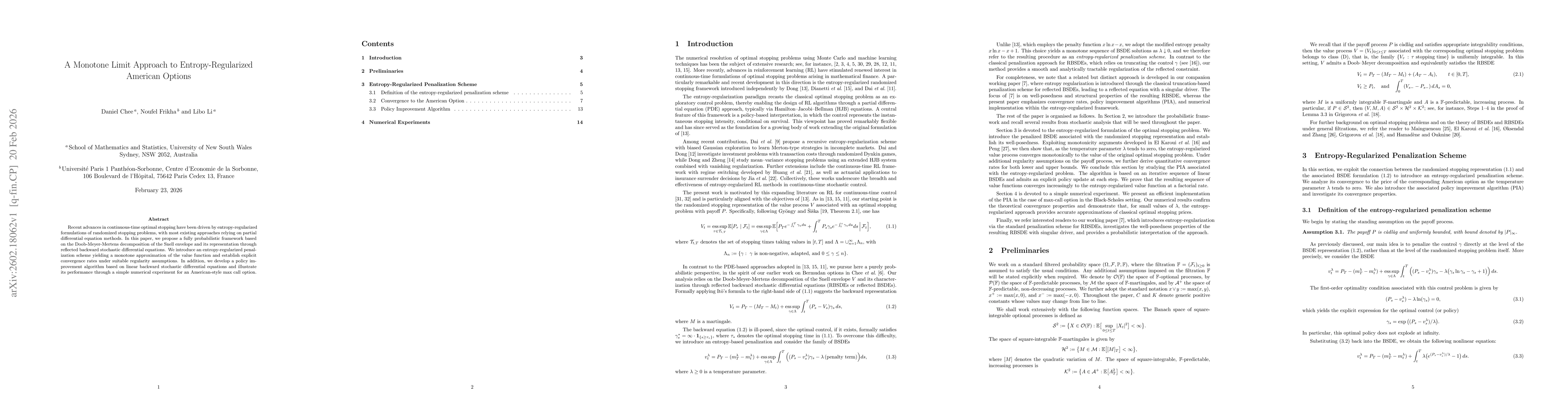 Thumbnail for A Monotone Limit Approach to Entropy-Regularized American Options