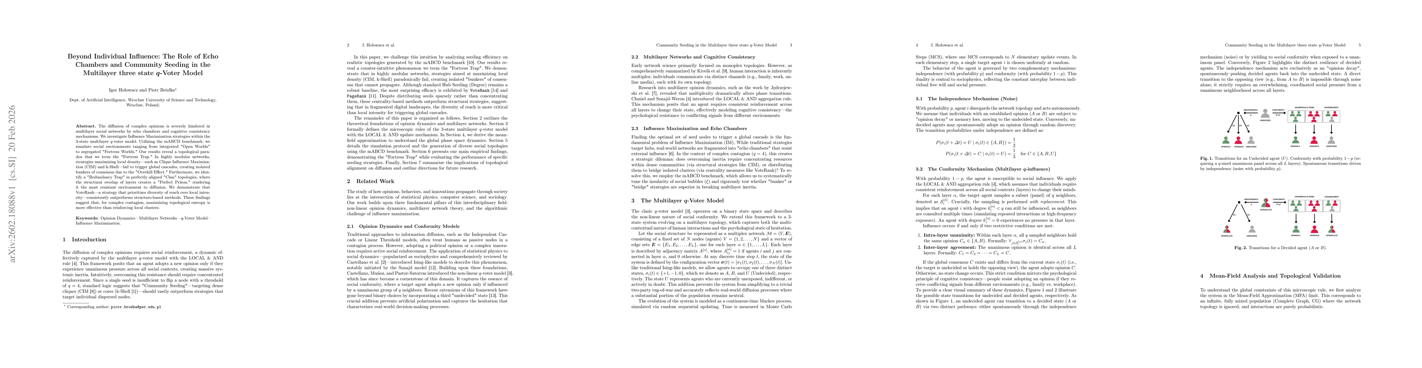 Thumbnail for Beyond Individual Influence: The Role of Echo Chambers and Community Seeding in the Multilayer three state q-Voter Model