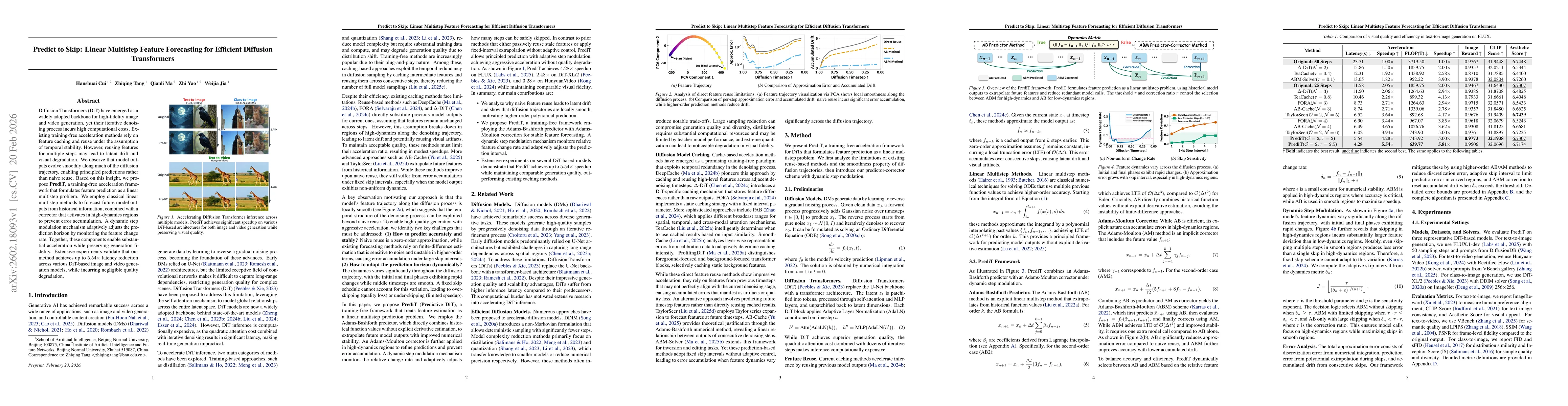 Thumbnail for Predict to Skip: Linear Multistep Feature Forecasting for Efficient Diffusion Transformers