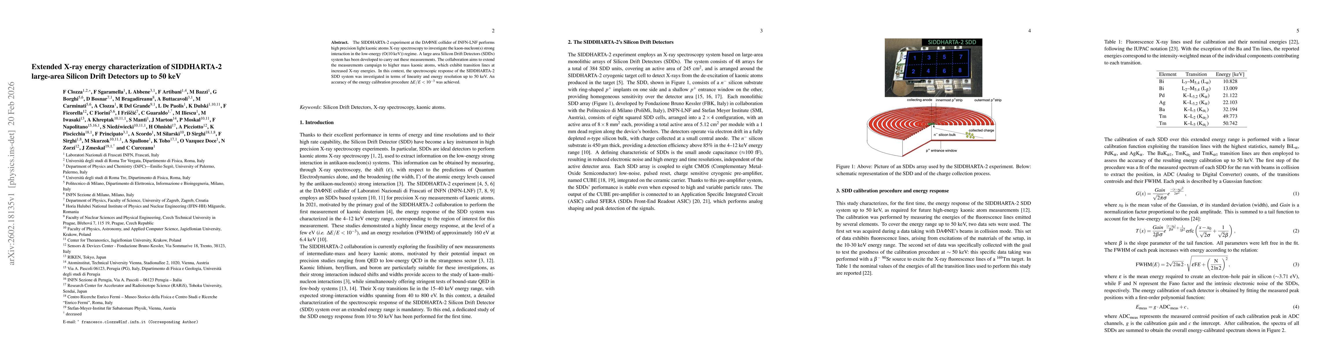 Thumbnail for Extended X-ray energy characterization of SIDDHARTA-2 large-area Silicon Drift Detectors up to 50 keV