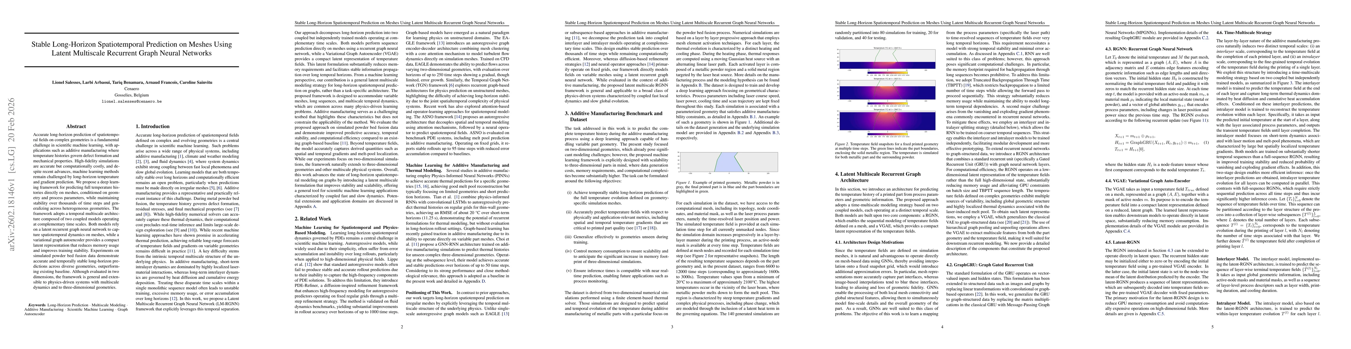 Thumbnail for Stable Long-Horizon Spatiotemporal Prediction on Meshes Using Latent Multiscale Recurrent Graph Neural Networks