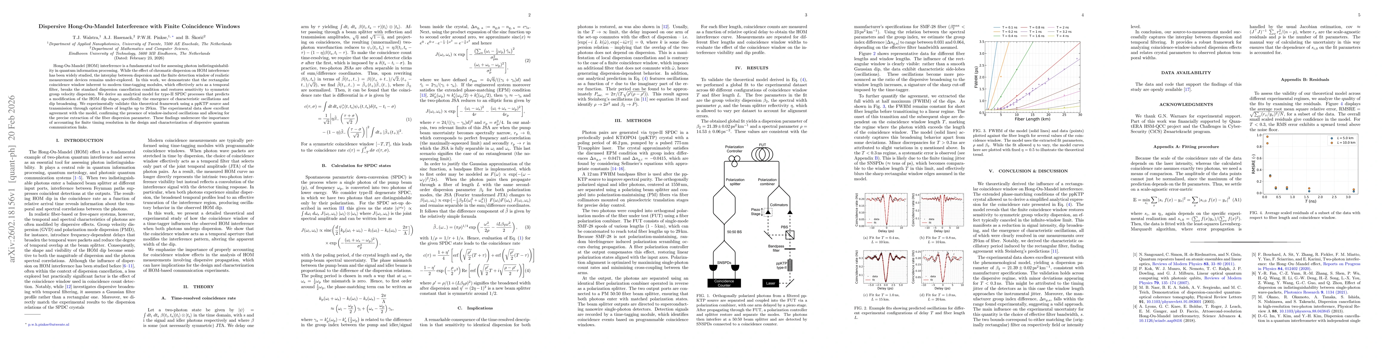 Thumbnail for Dispersive Hong-Ou-Mandel Interference with Finite Coincidence Windows