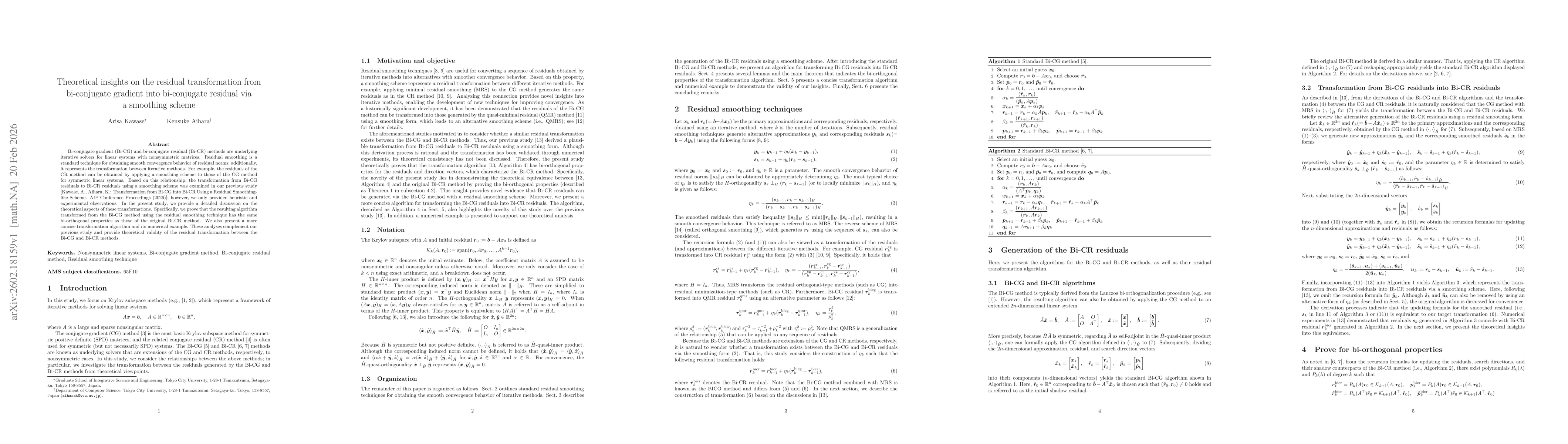 Thumbnail for Theoretical insights on the residual transformation from bi-conjugate gradient into bi-conjugate residual via a smoothing scheme