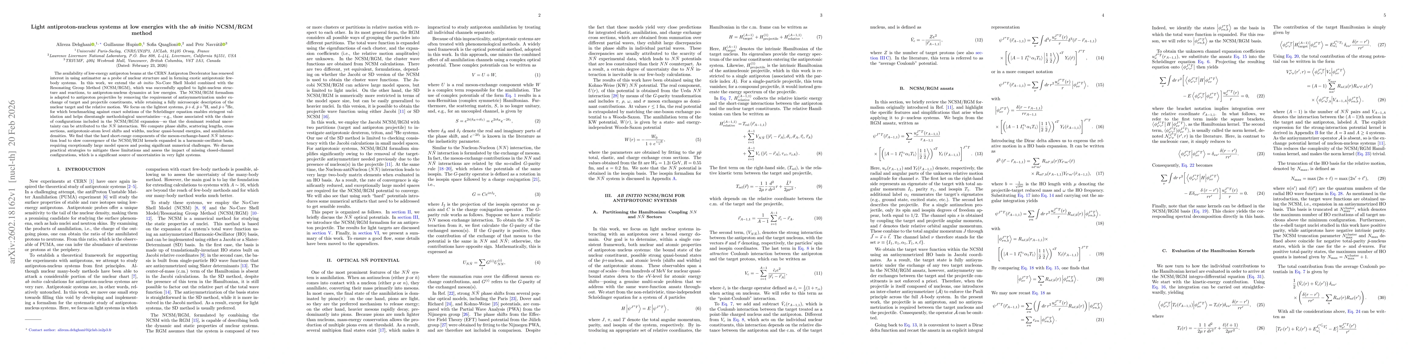Thumbnail for Light antiproton-nucleus systems at low energies with the ab initio NCSM/RGM method