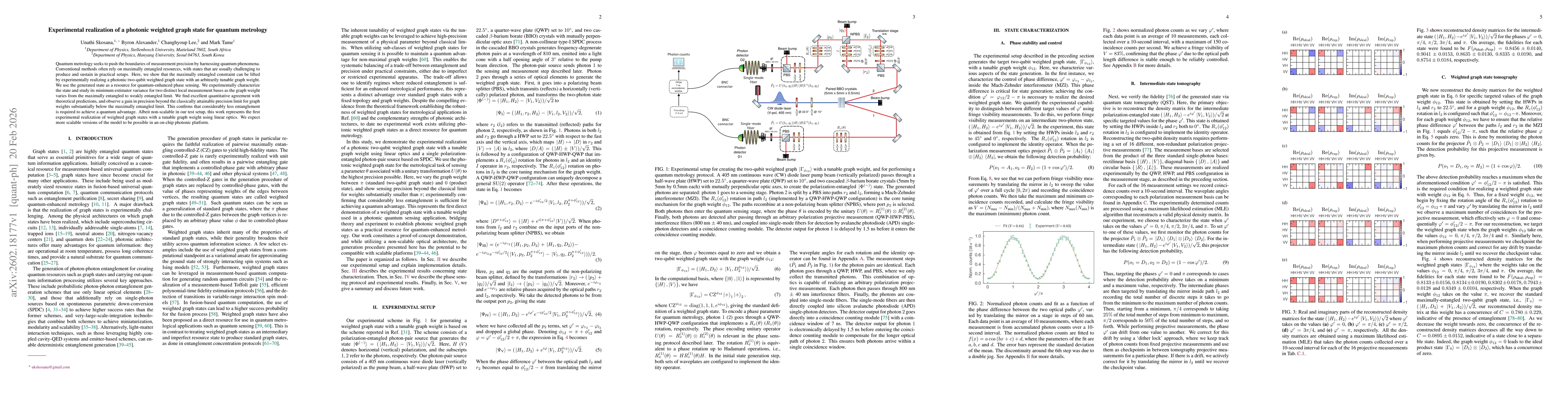 Thumbnail for Experimental realization of a photonic weighted graph state for quantum metrology