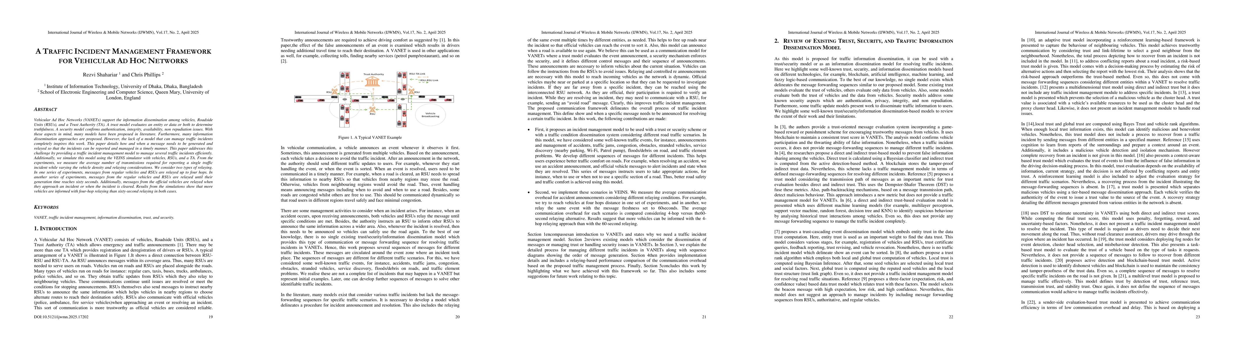 Thumbnail for A traffic incident management framework for vehicular ad hoc networks