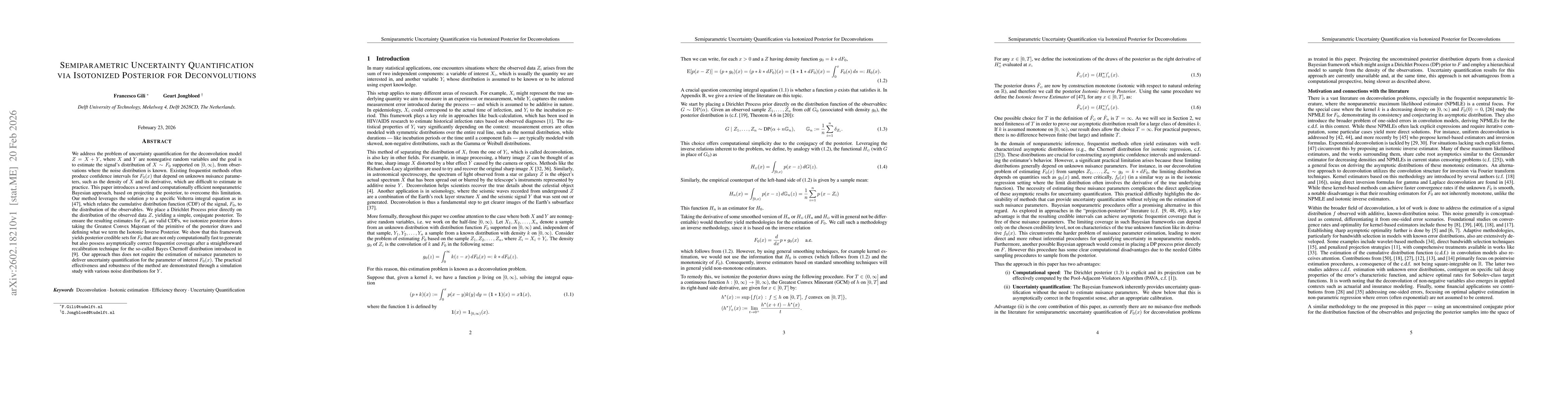 Thumbnail for Semiparametric Uncertainty Quantification via Isotonized Posterior for Deconvolutions
