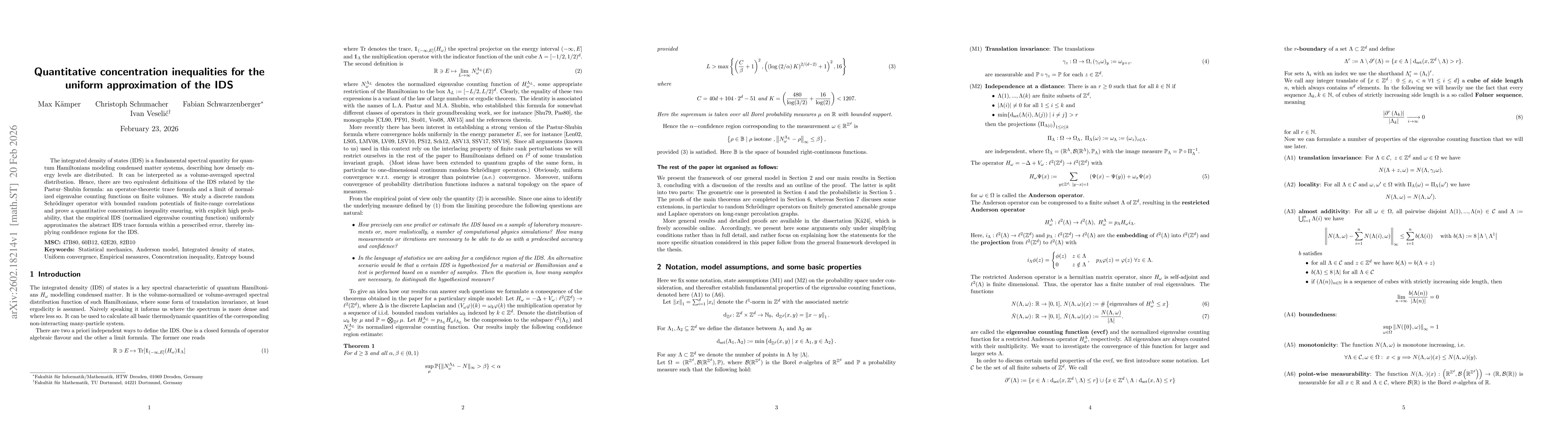 Thumbnail for Quantitative concentration inequalities for the uniform approximation of the IDS