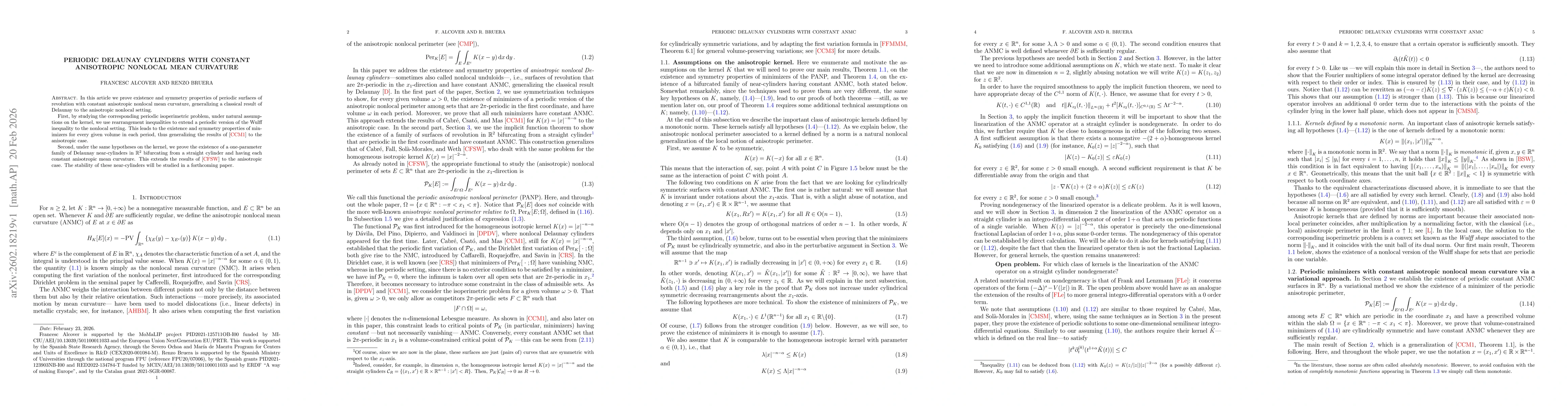 Thumbnail for Periodic Delaunay cylinders with constant anisotropic nonlocal mean curvature