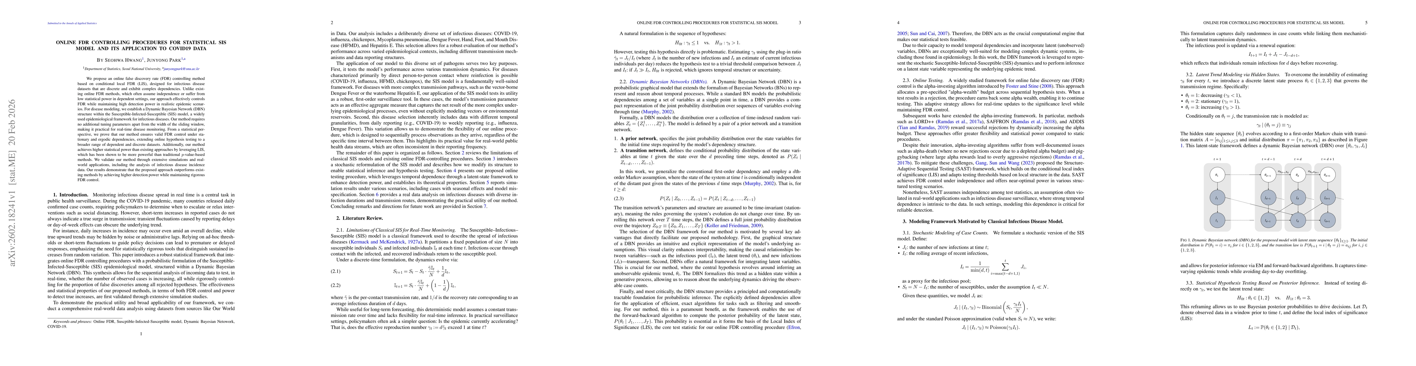 Thumbnail for Online FDR Controlling procedures for statistical SIS Model and its application to COVID19 data