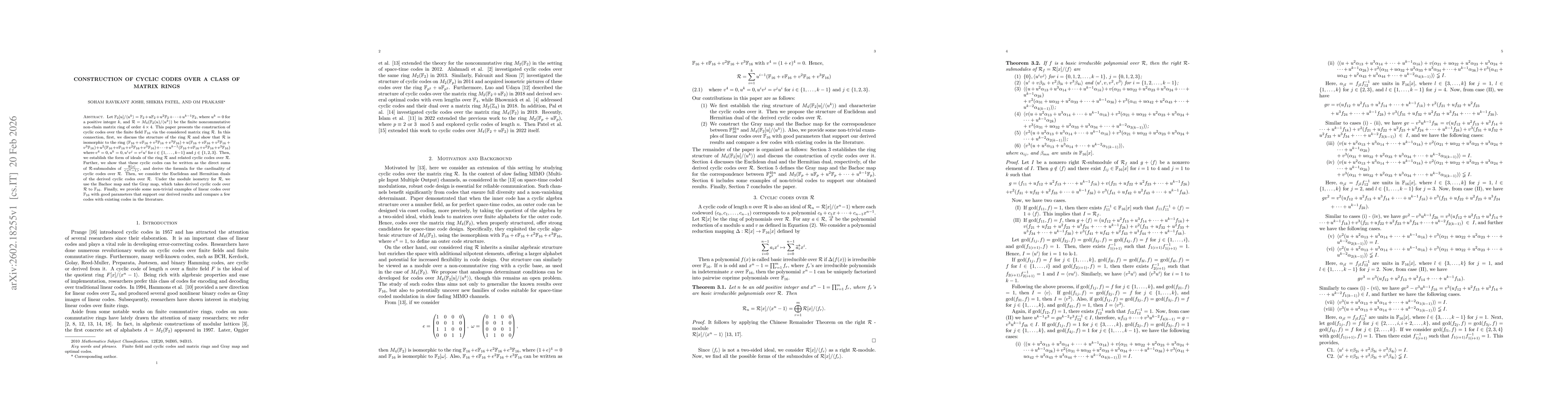Thumbnail for Construction of Cyclic Codes over a Class of Matrix Rings